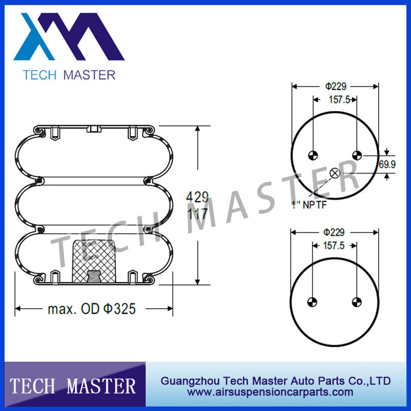 Lò xo không khí ba trục treo Hệ thống treo khí nén W01-358-8014 Phụ tùng ô tô cho xe tải